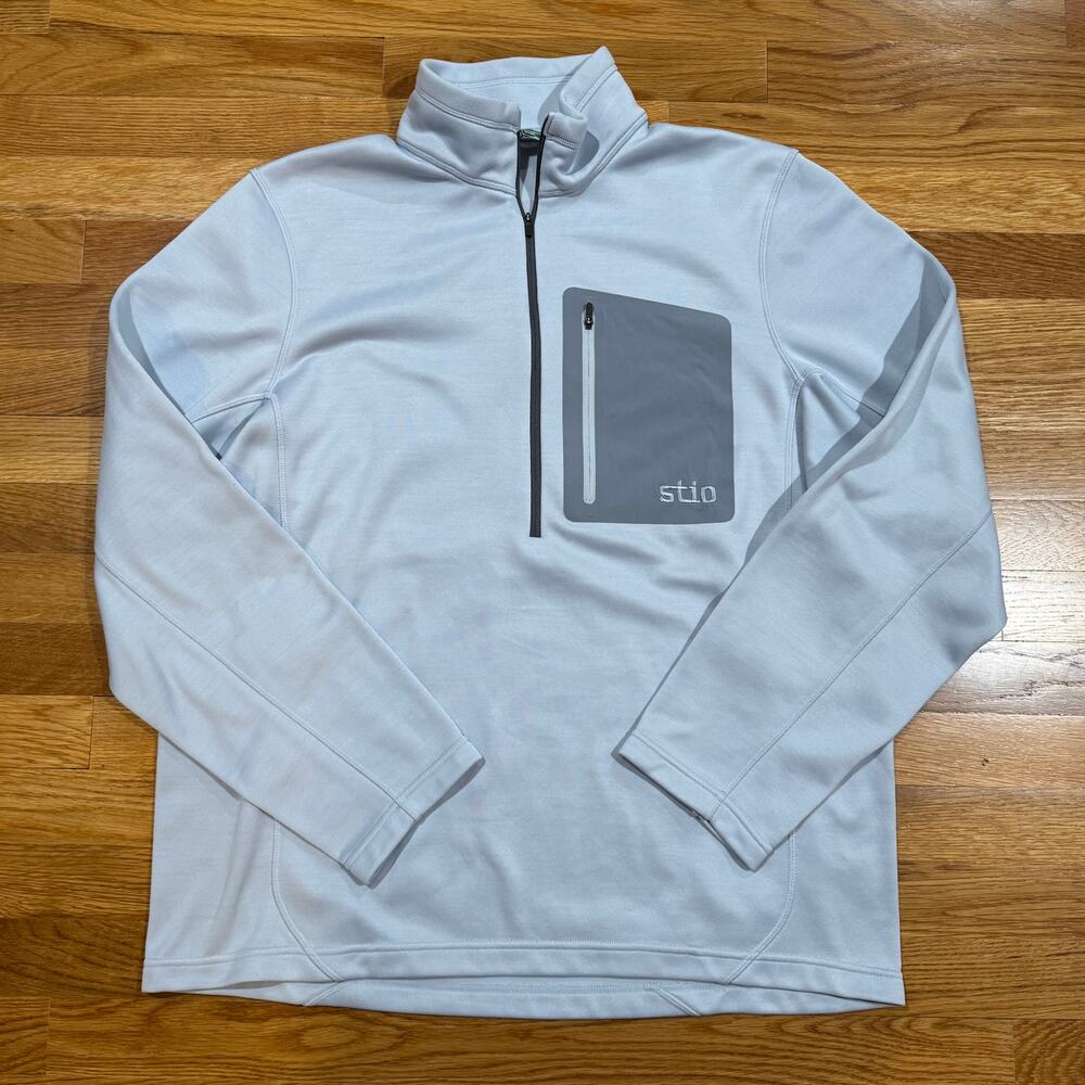 Stio Light Gray Quarter-Zip Pullover with Dark Gray Chest Pocket
